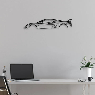 C8 7 Classic Silhouette Metal Wall Art - Automotive Garage Decor