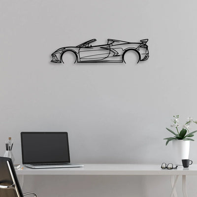 C8 Convertible 2 Classic Silhouette Metal Wall Art - Automotive Garage Decor