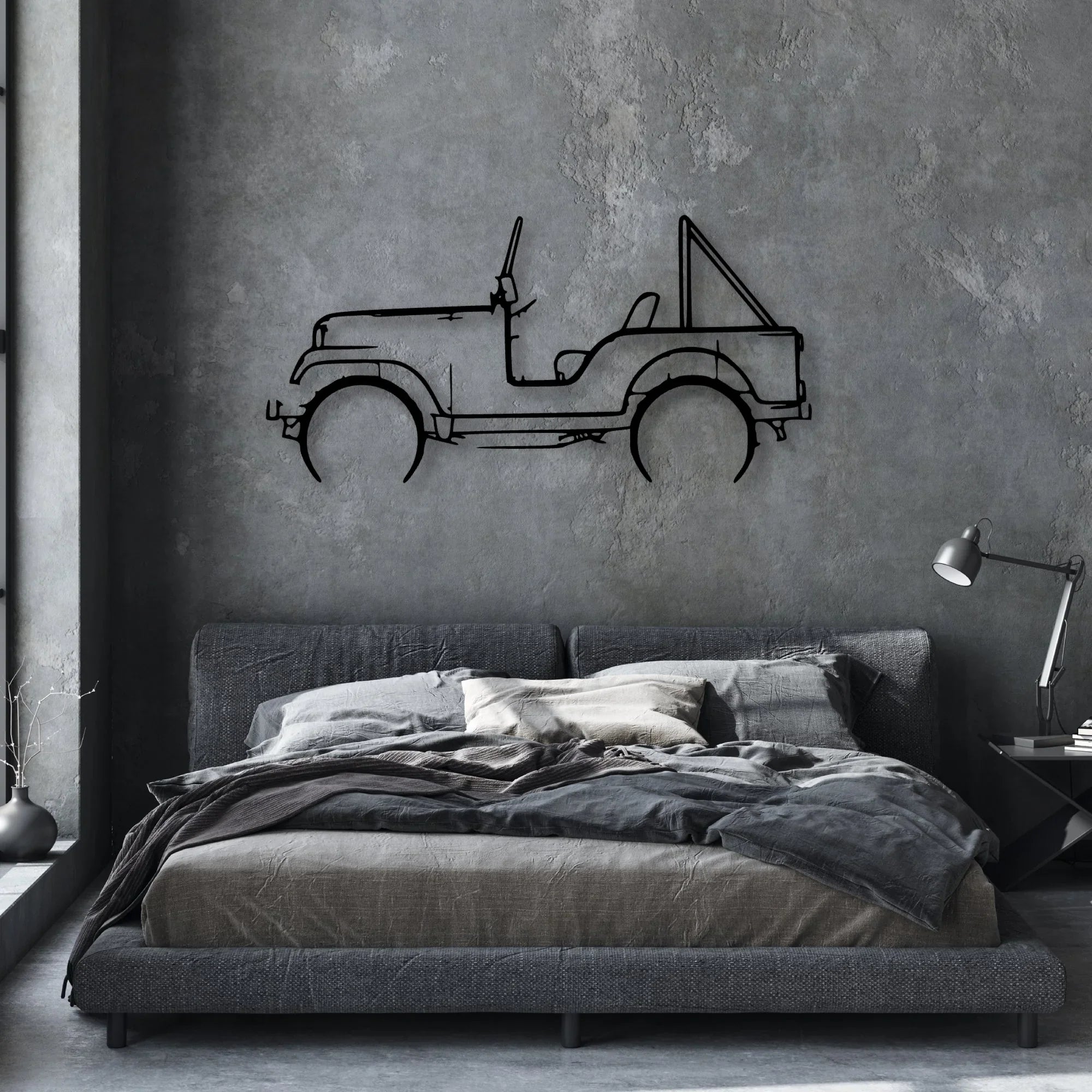 CJ5 1969 Classic Silhouette Metal Wall Art - Automotive Garage Decor