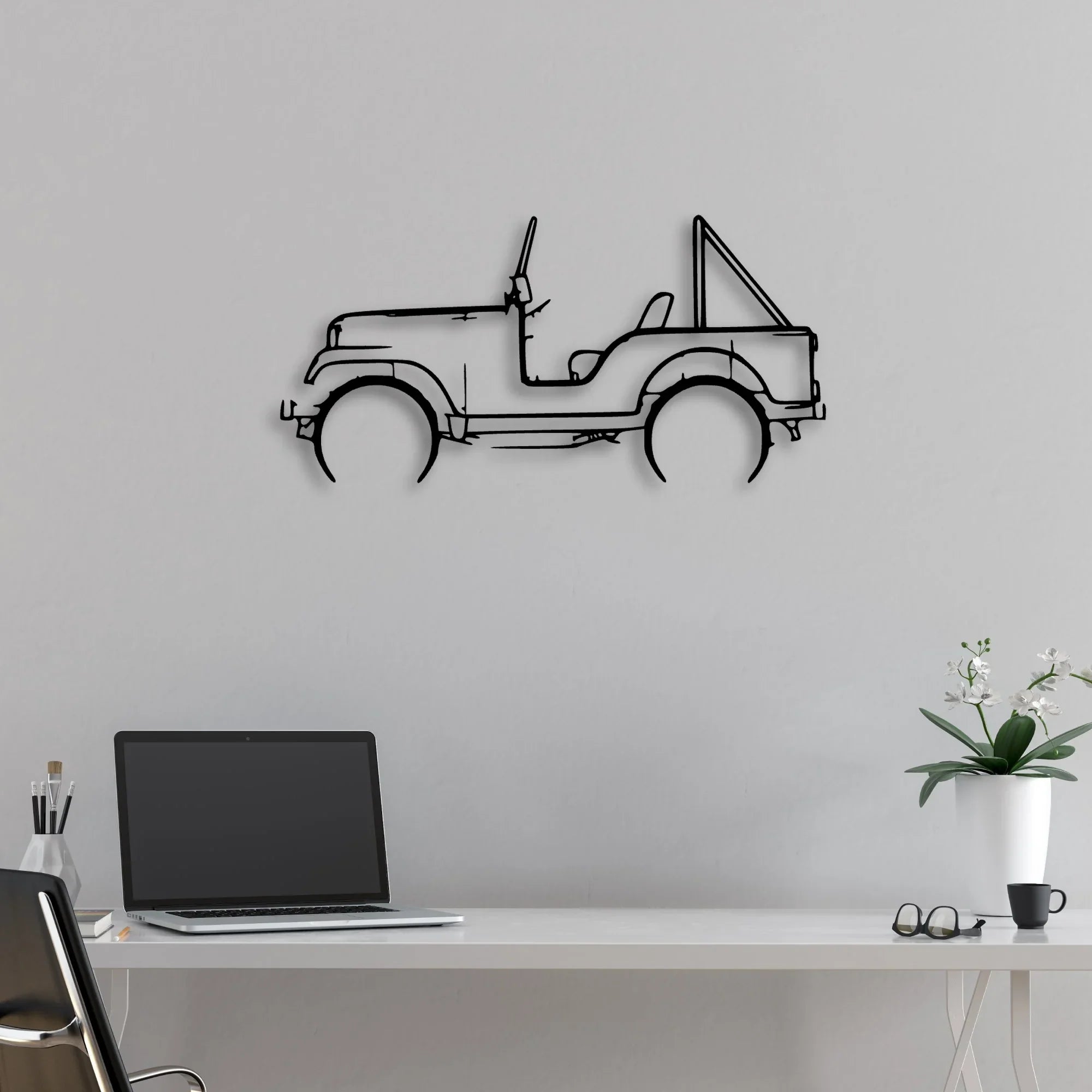 CJ5 1969 Classic Silhouette Metal Wall Art - Automotive Garage Decor