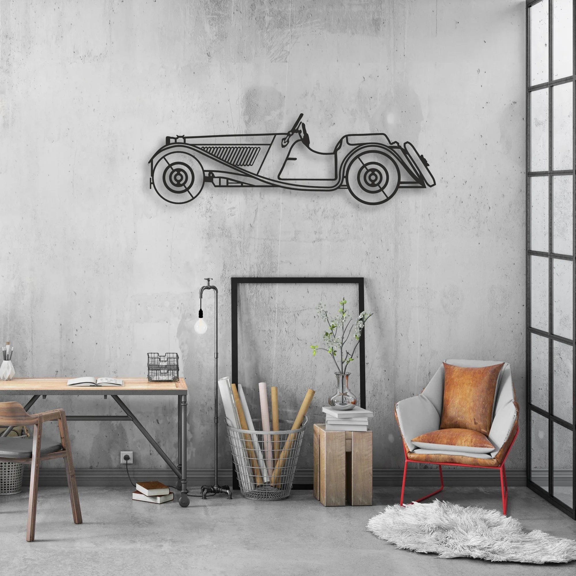 CLASSIC CAR Classic Silhouette Metal Wall Art - Automotive Garage Decor