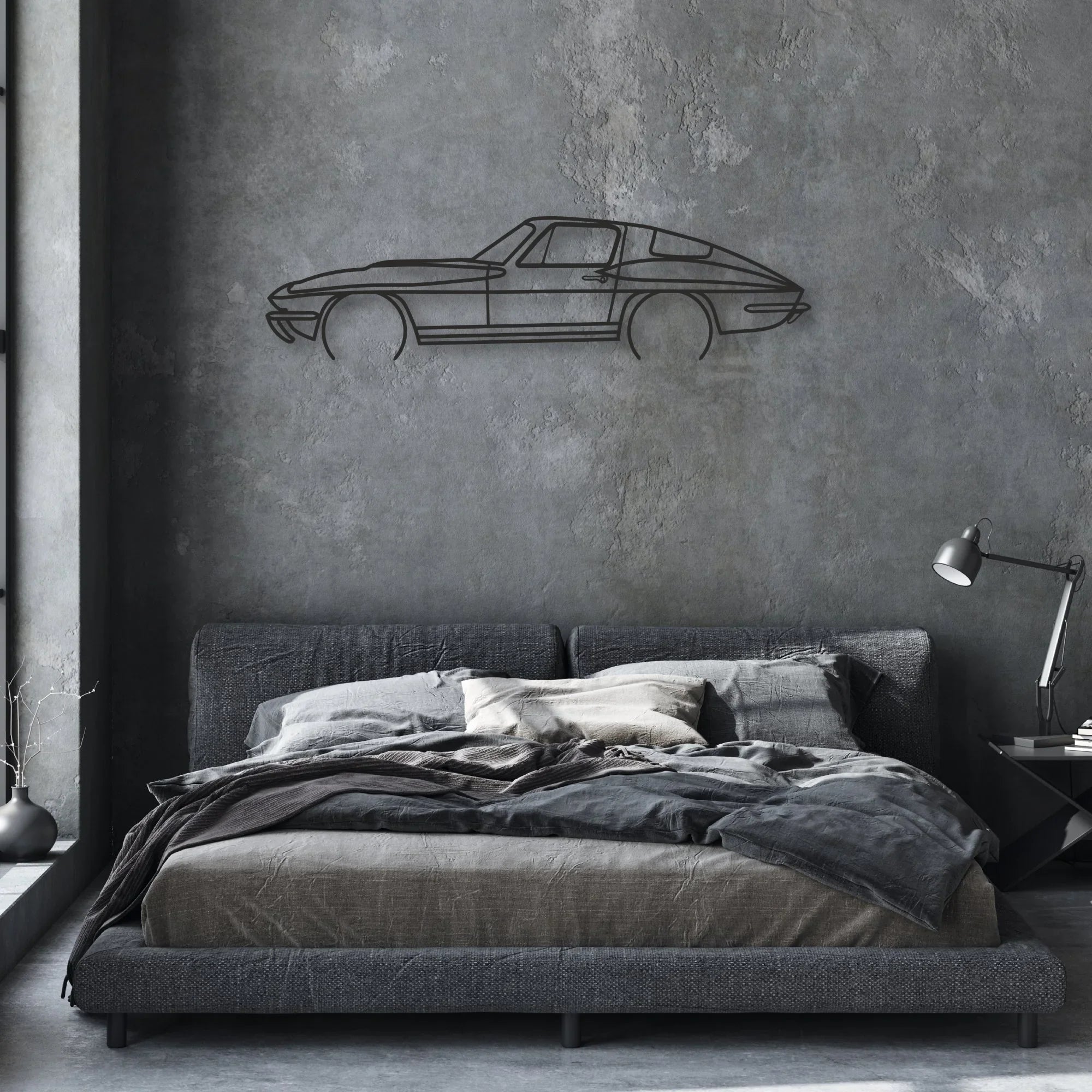 CORVETTE Classic Silhouette Metal Wall Art - Automotive Garage Decor