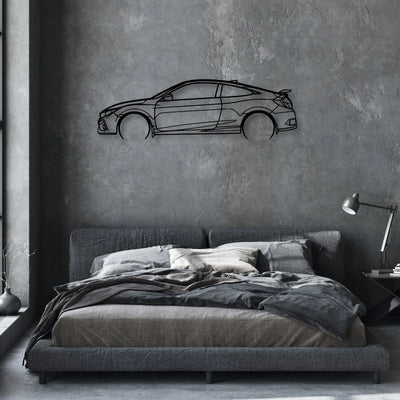 Civic Si Coupe 2 Classic Silhouette Metal Wall Art - Automotive Garage Decor