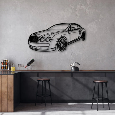 Continental GT 2007 Angle Classic Silhouette Metal Wall Art - Automotive Garage Decor