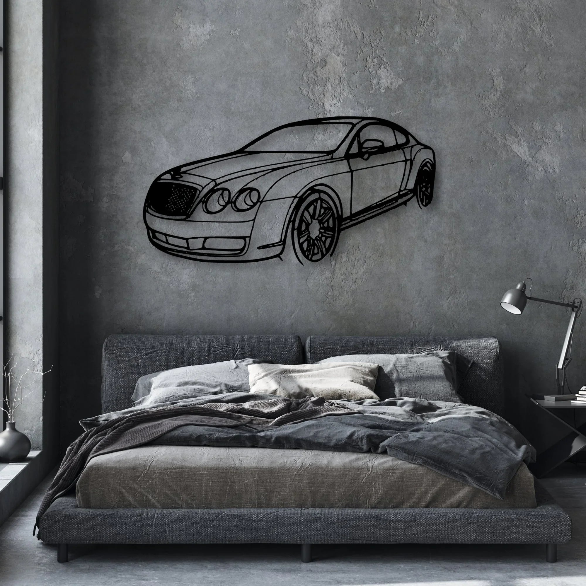 Continental GT 2007 Angle Classic Silhouette Metal Wall Art - Automotive Garage Decor