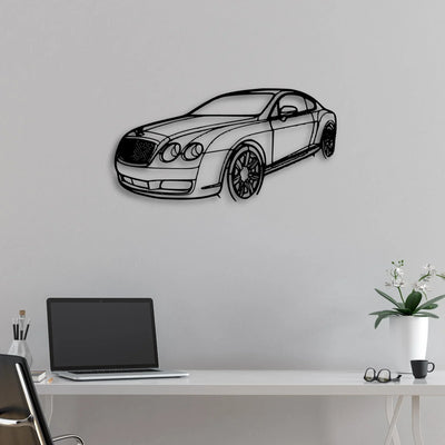 Continental GT 2007 Angle Classic Silhouette Metal Wall Art - Automotive Garage Decor