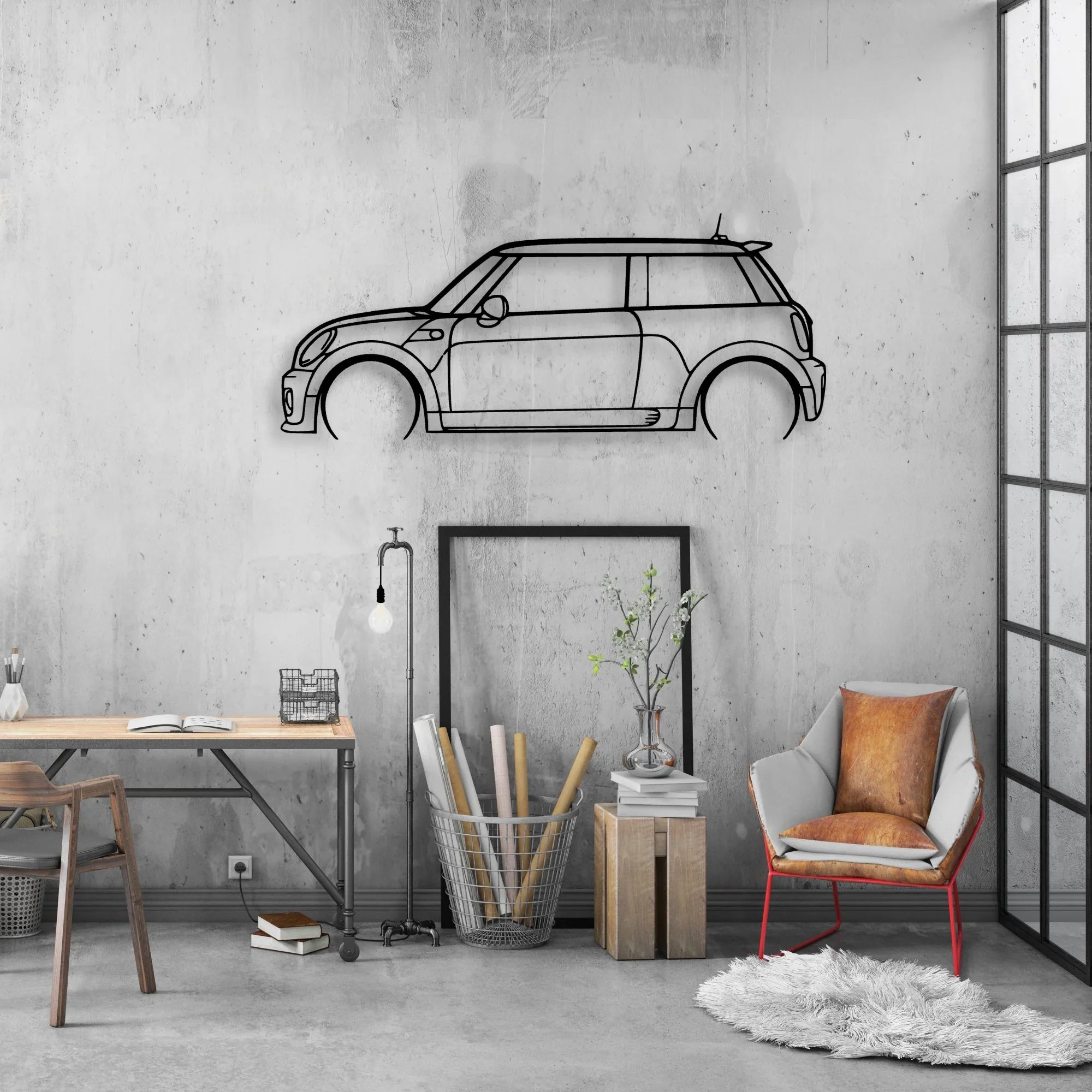 Cooper JCW 2010 Classic Silhouette Metal Wall Art - Automotive Garage Decor