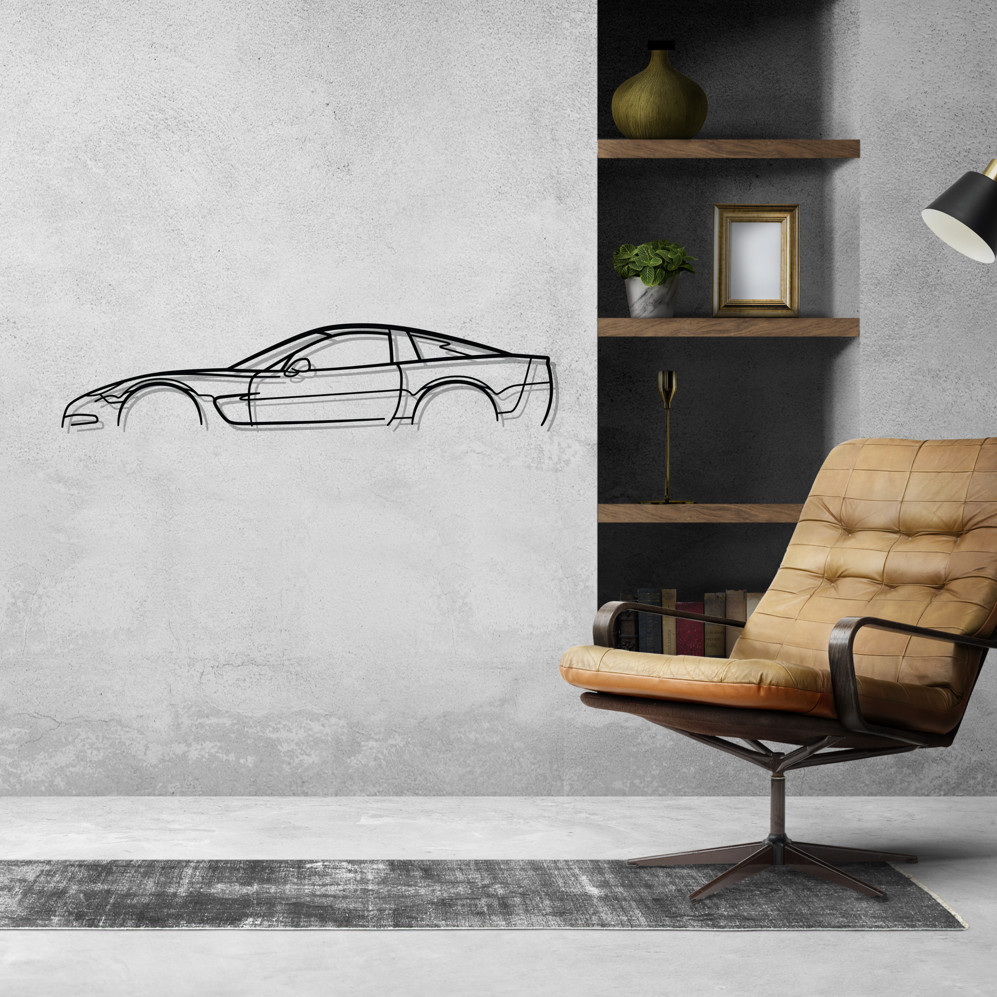 Corvette c5 Classic Silhouette Metal Wall Art