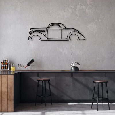 Coupe 1936 Classic Silhouette Metal Wall Art - Automotive Garage Decor