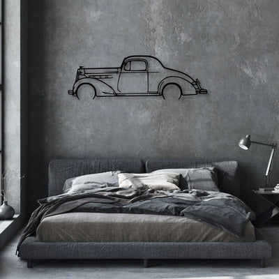 Coupe 1937 Classic Silhouette Metal Wall Art - Automotive Garage Decor