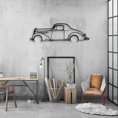 Coupe 1937 Classic Silhouette Metal Wall Art - Automotive Garage Decor