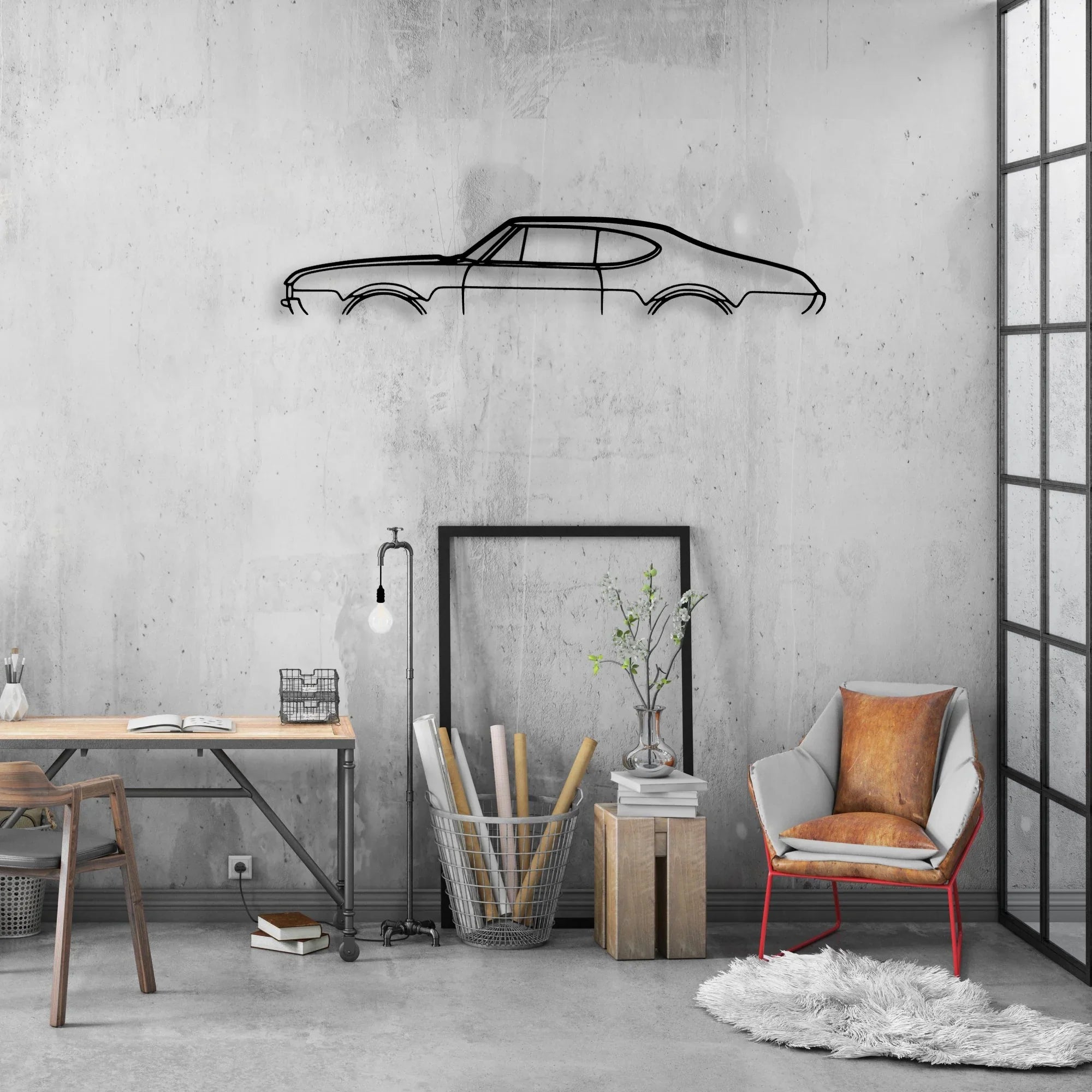 Cutlass 1968 Classic Silhouette Metal Wall Art - Automotive Garage Decor