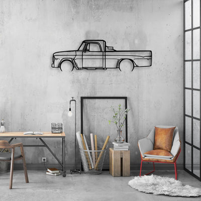 D100 1968 Classic Silhouette Metal Wall Art - Automotive Garage Decor
