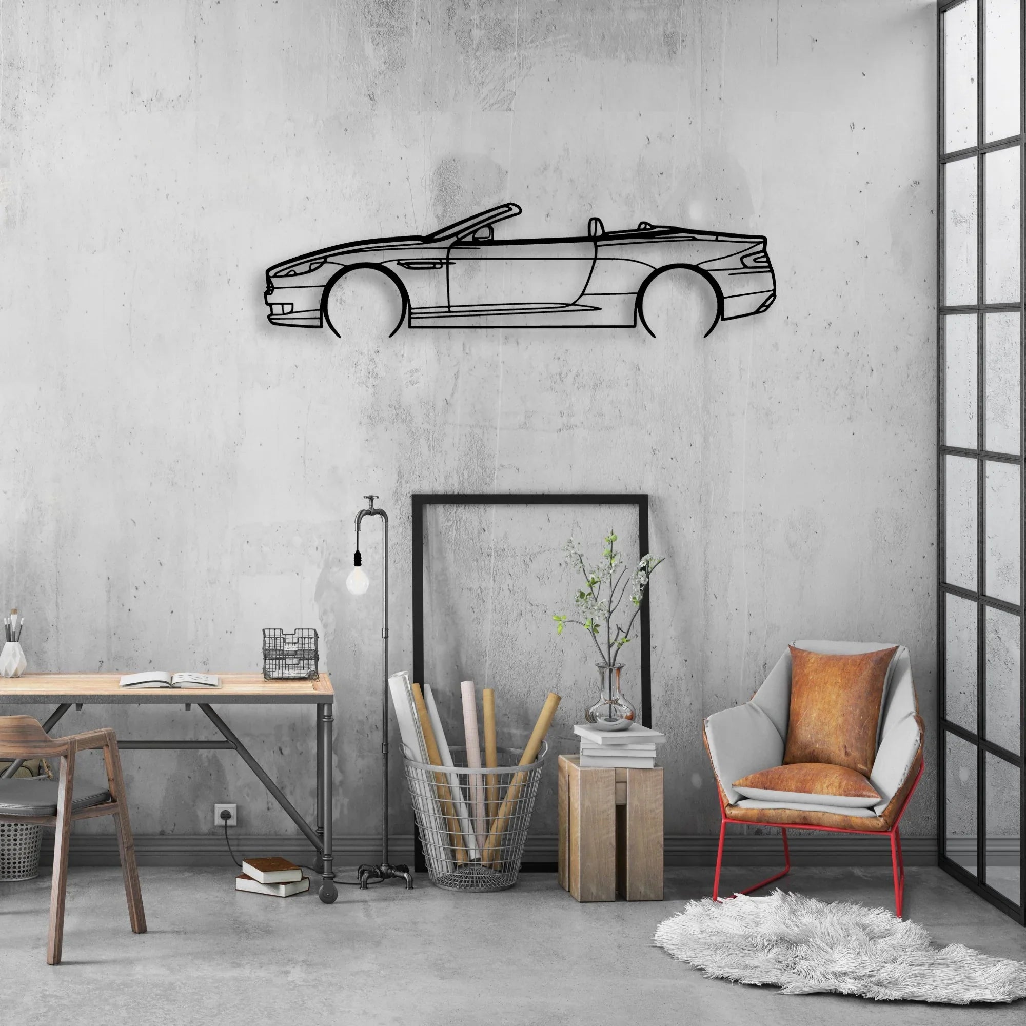 DB9 Convertible 2008 Classic Silhouette Metal Wall Art - Automotive Garage Decor