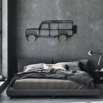 Defender 110 1992 Classic Silhouette Metal Wall Art - Automotive Garage Decor