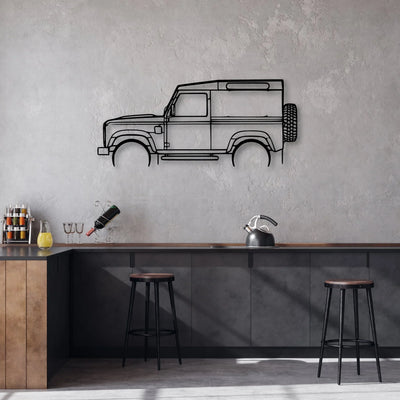 Defender 90 Classic Silhouette Metal Wall Art - Automotive Garage Decor