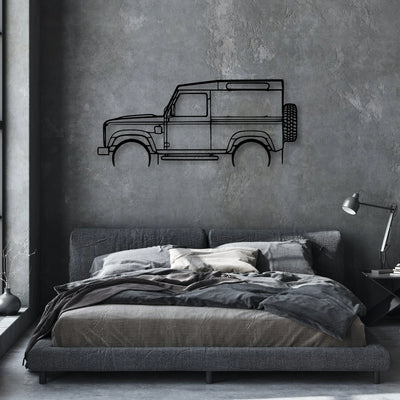 Defender 90 Classic Silhouette Metal Wall Art - Automotive Garage Decor