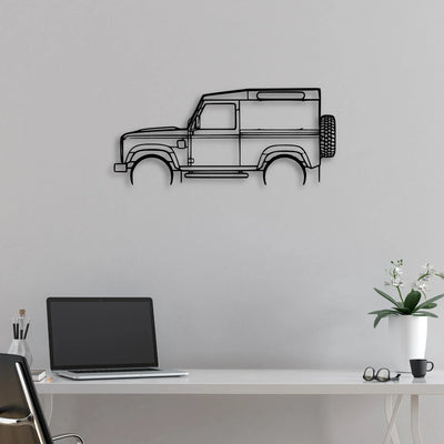 Defender 90 Classic Silhouette Metal Wall Art - Automotive Garage Decor