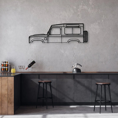 Defender 90 2010 Classic Silhouette Metal Wall Art - Automotive Garage Decor