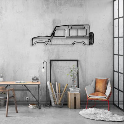 Defender 90 2010 Classic Silhouette Metal Wall Art - Automotive Garage Decor