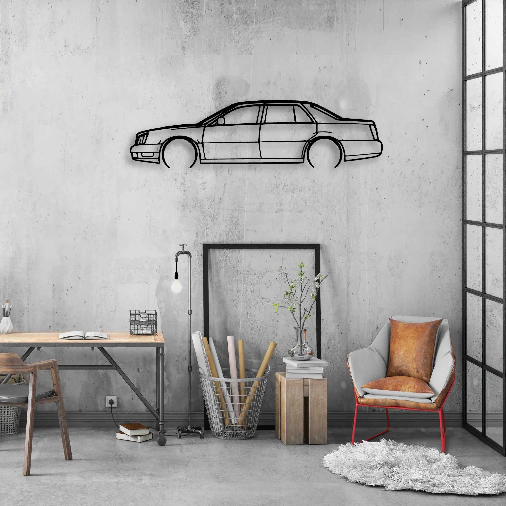 Deville 2002 Classic Silhouette Metal Wall Art - Automotive Garage Decor