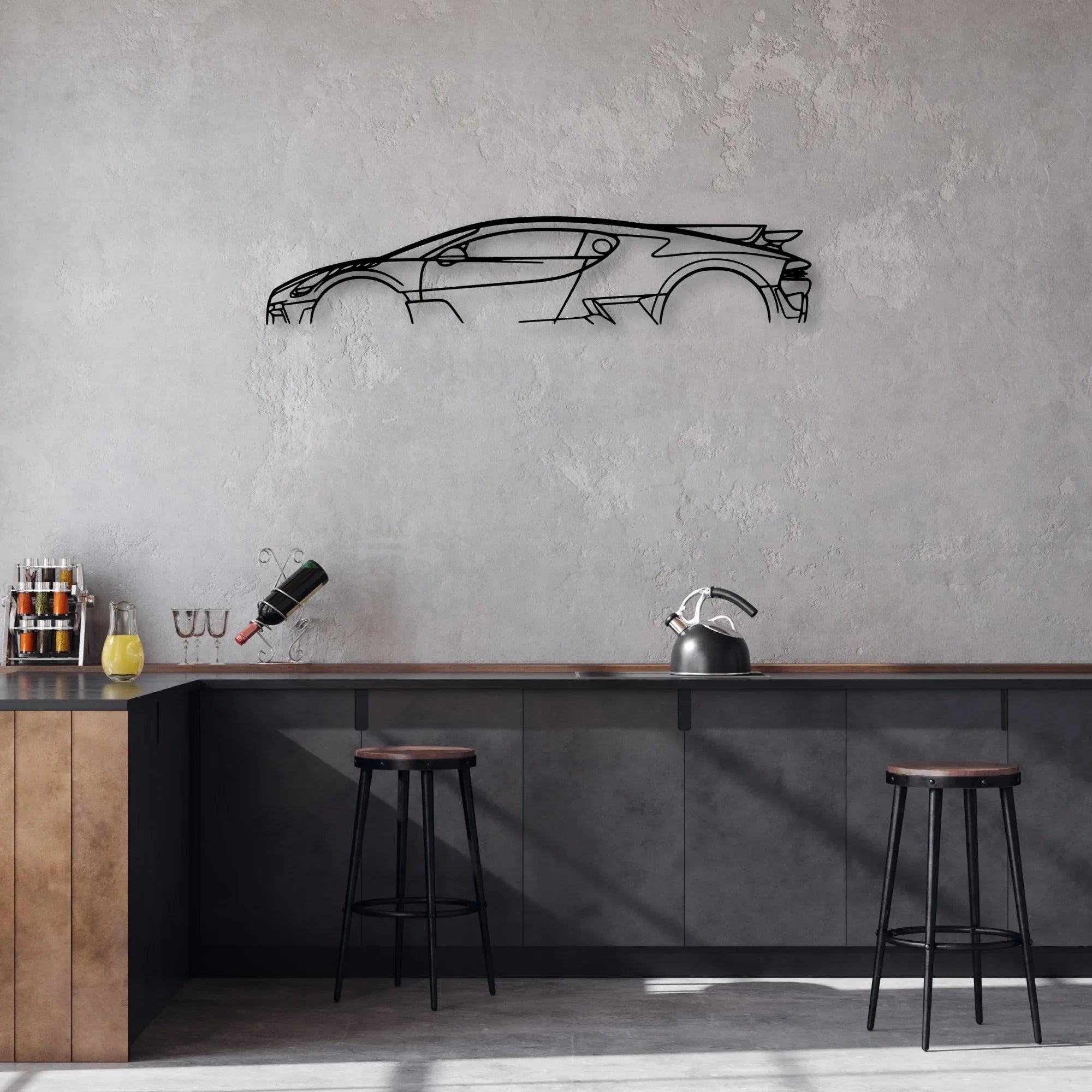 Divo Classic Silhouette Metal Wall Art - Automotive Garage Decor