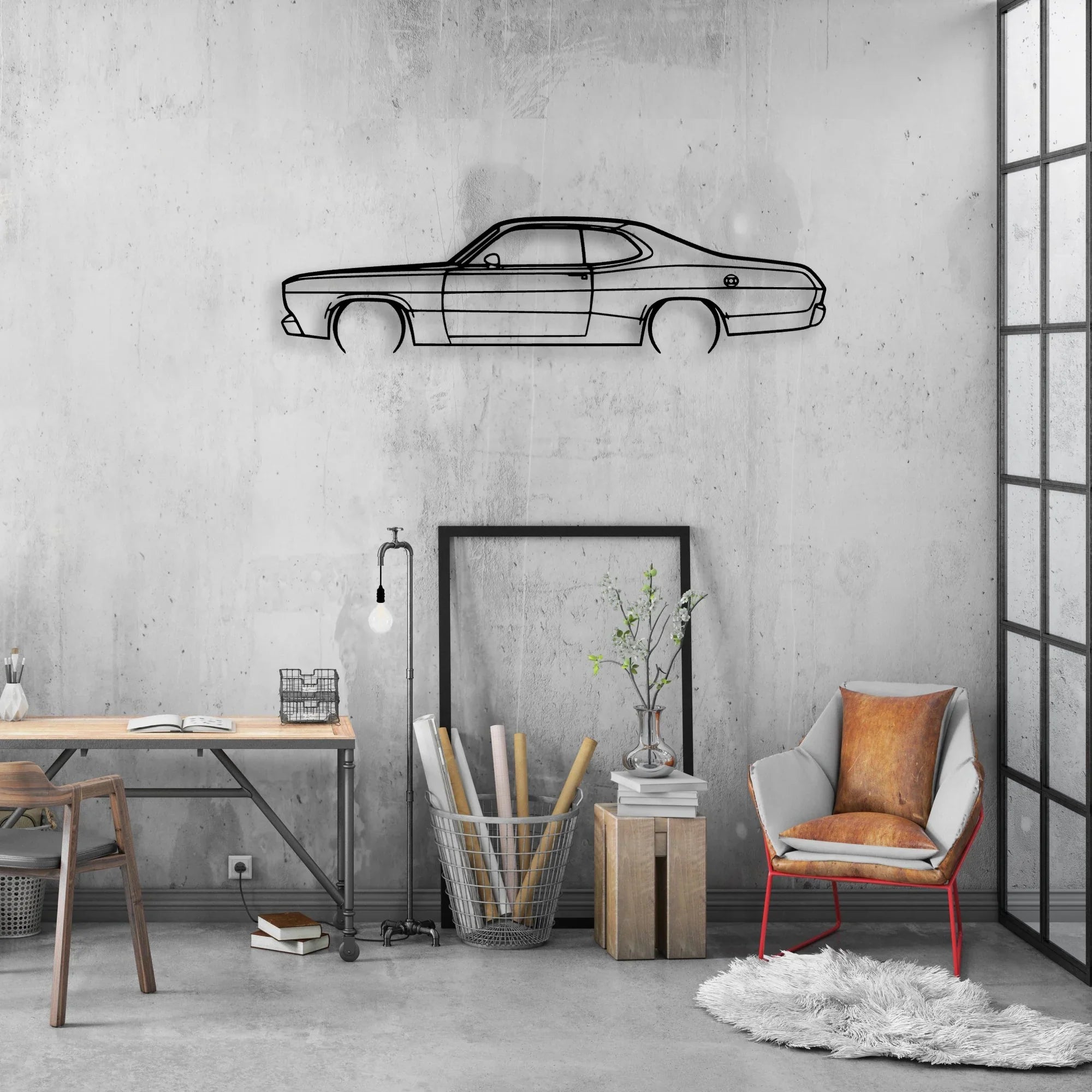 Duster 1970 Classic Silhouette Metal Wall Art - Automotive Garage Decor