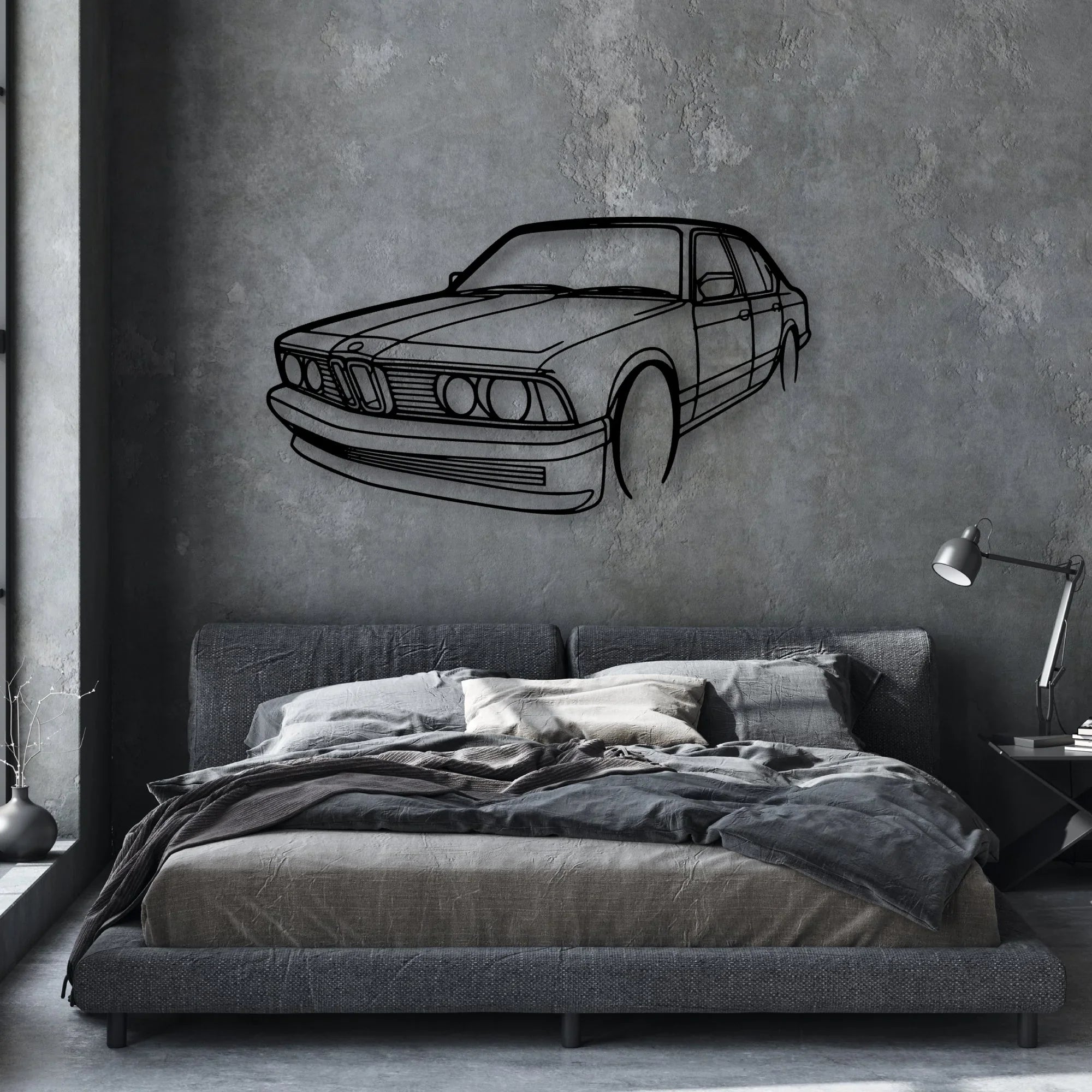 E23 Angle Classic Silhouette Metal Wall Art - Automotive Garage Decor