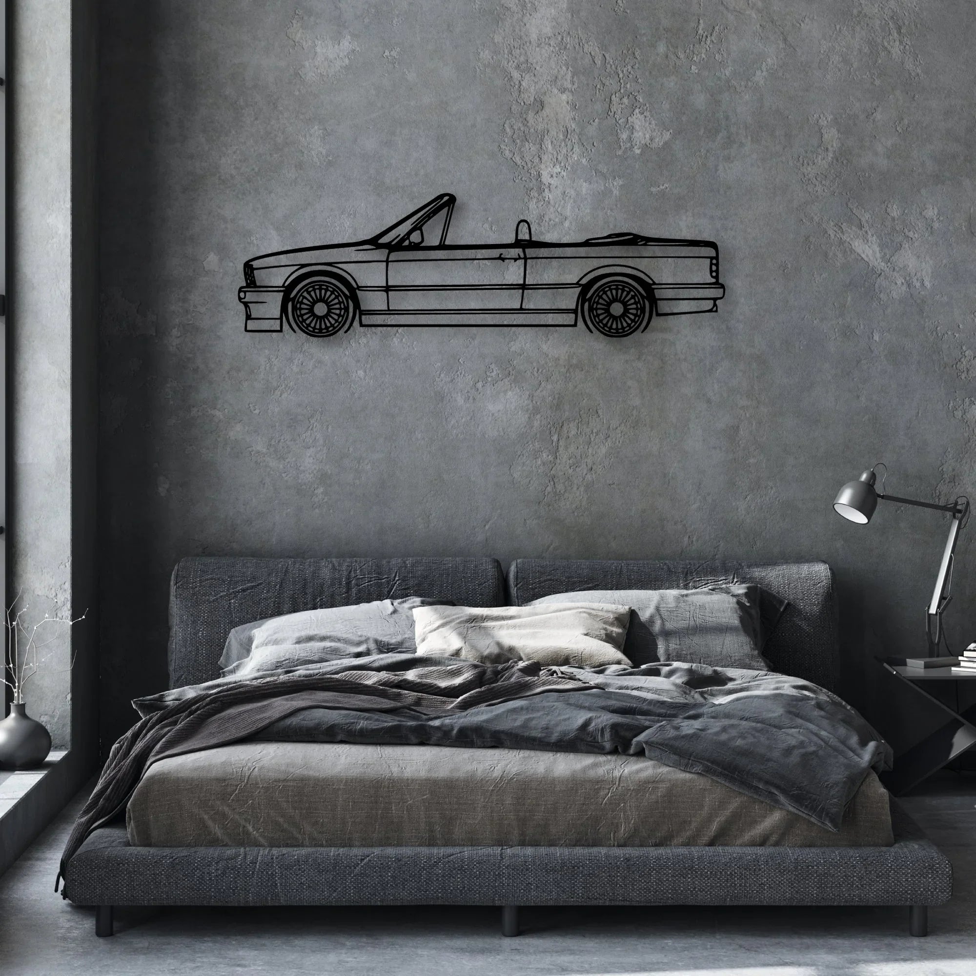 E30 Alpina Cabrio Classic Silhouette Metal Wall Art - Automotive Garage Decor