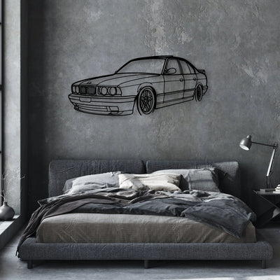 E34 Angle Classic Silhouette Metal Wall Art - Automotive Garage Decor