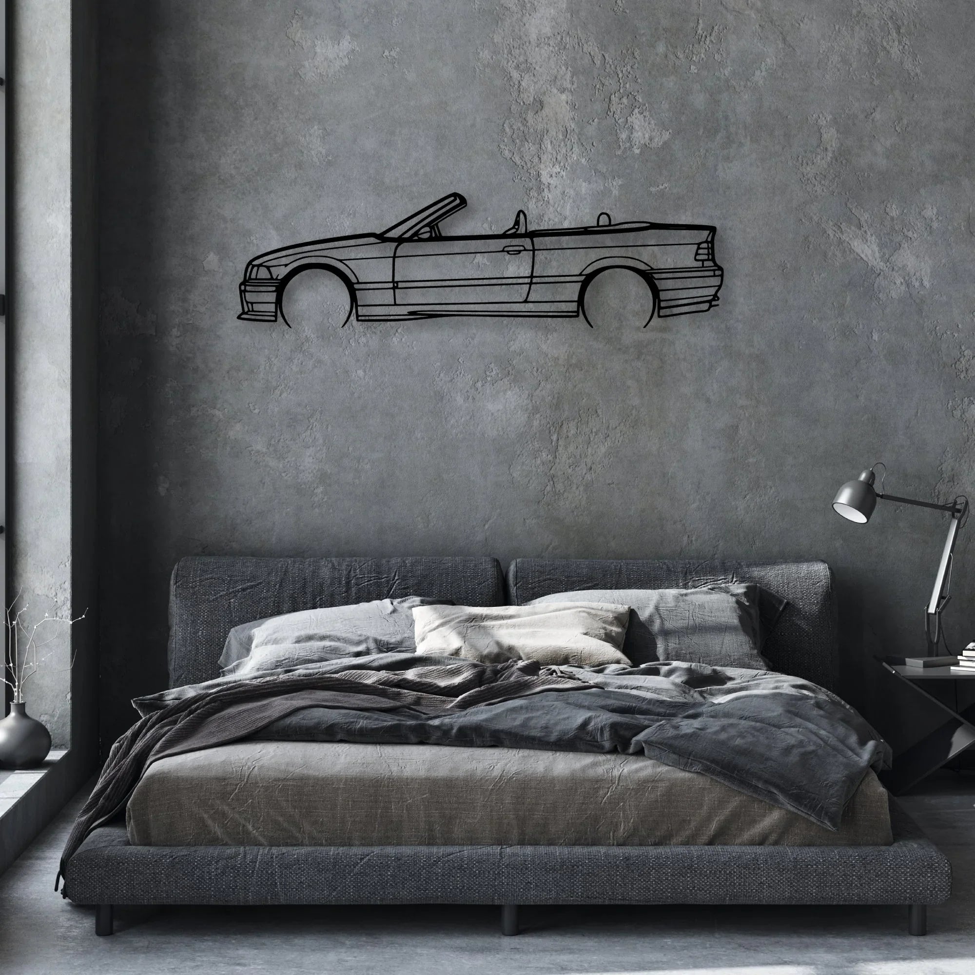 E36 M3 Convertible 1999 Classic Silhouette Metal Wall Art - Automotive Garage Decor
