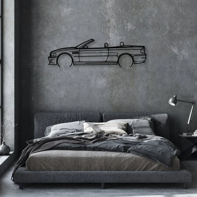 E46 m3 convertible 2 Classic Silhouette Metal Wall Art - Automotive Garage Decor