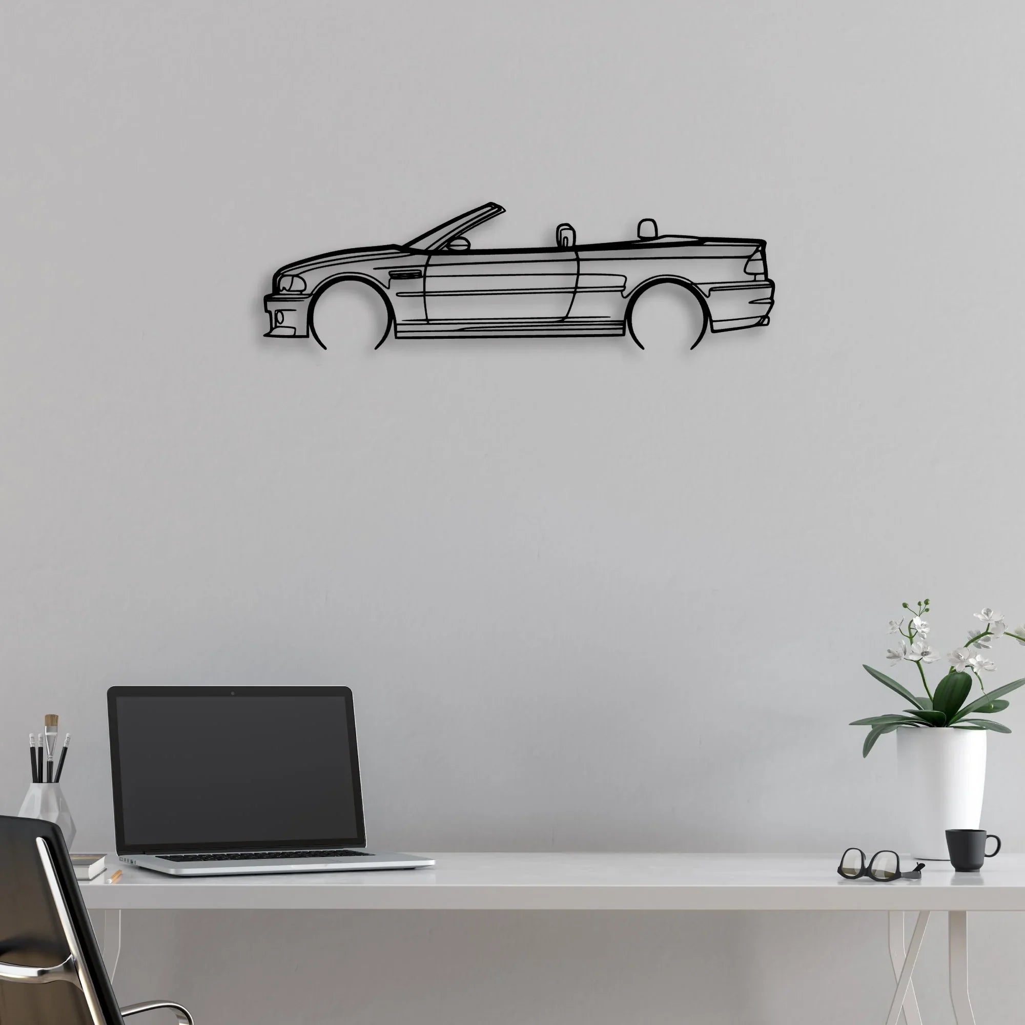 E46 m3 convertible 2 Classic Silhouette Metal Wall Art - Automotive Garage Decor