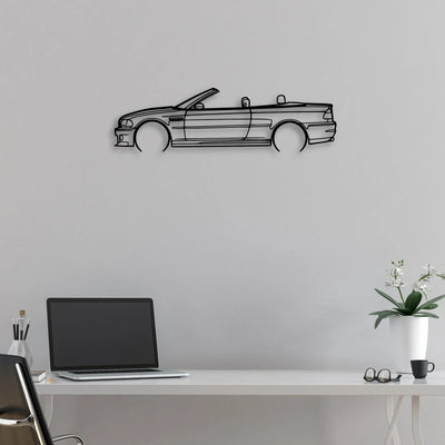 E46 m3 convertible 2 Classic Silhouette Metal Wall Art - Automotive Garage Decor
