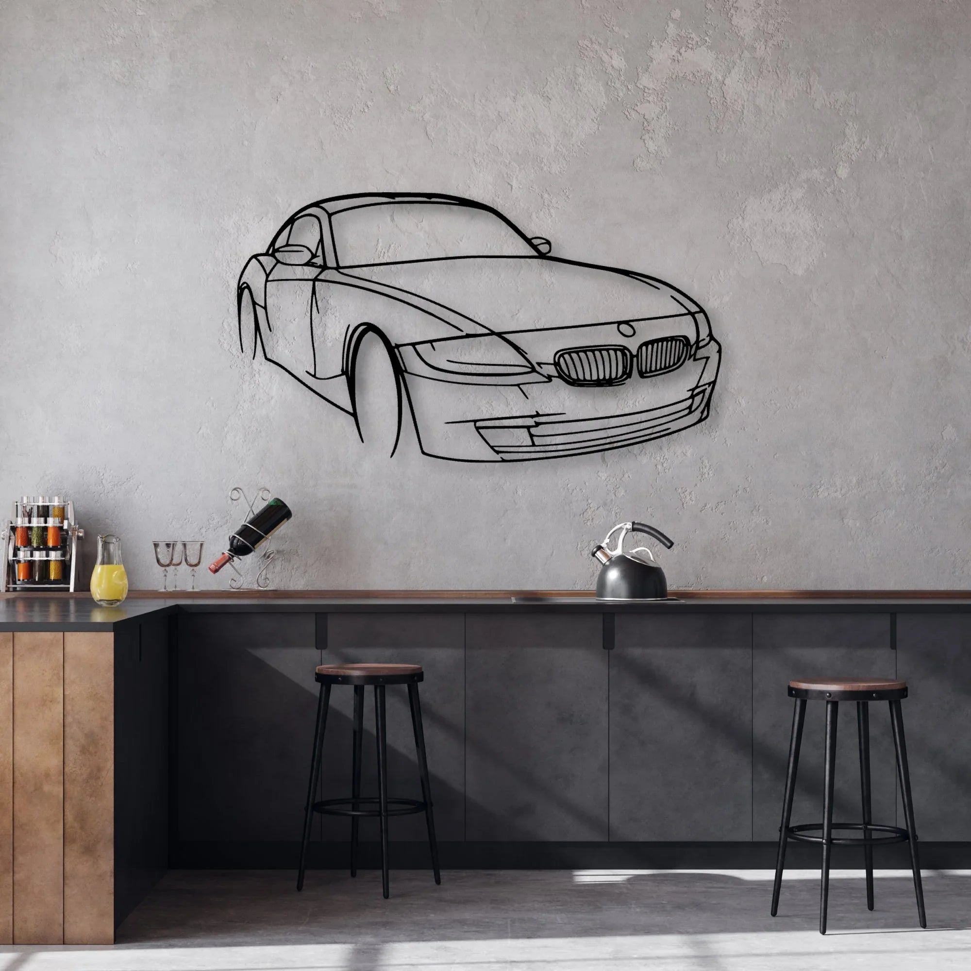 E86 Z4 Angle Classic Silhouette Metal Wall Art - Automotive Garage Decor