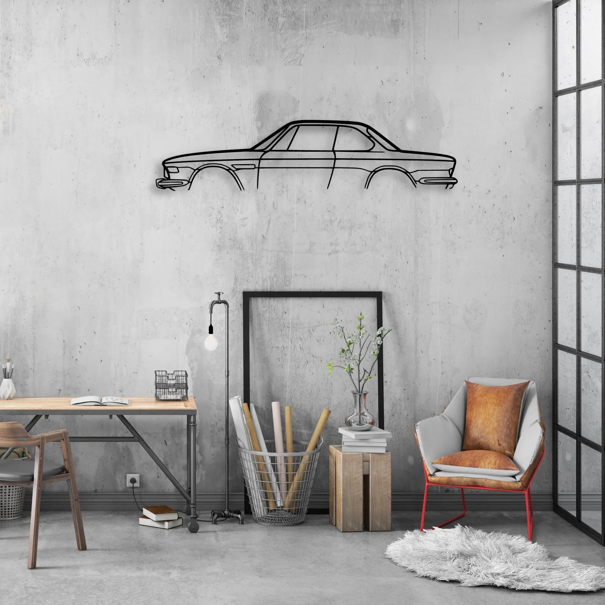 E9 3.0 CSL Classic Silhouette Metal Wall Art - Automotive Garage Decor