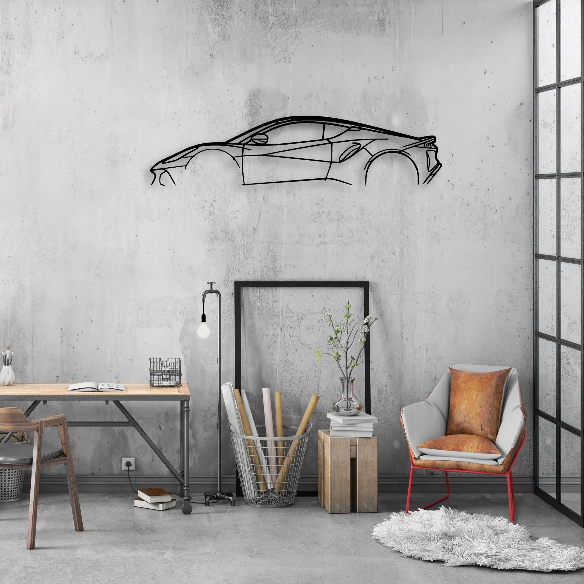Emira 2 Classic Silhouette Metal Wall Art - Automotive Garage Decor