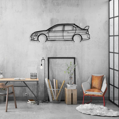 Evo IX 2007 Classic Silhouette Metal Wall Art - Automotive Garage Decor