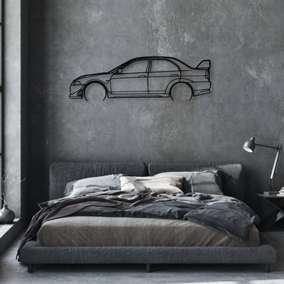 Evo VI 3 Classic Silhouette Metal Wall Art - Automotive Garage Decor