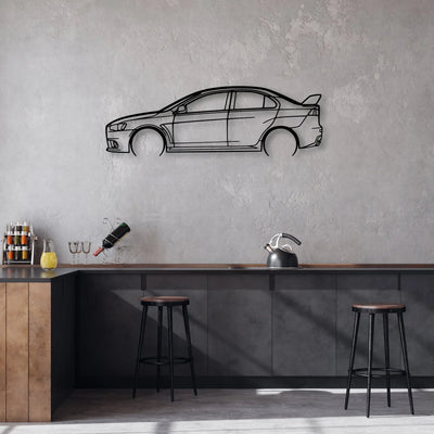 Evo X 2 Classic Silhouette Metal Wall Art - Automotive Garage Decor