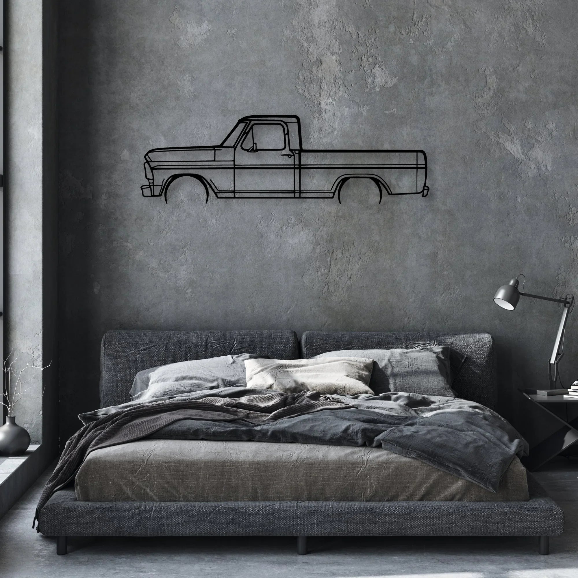 F-100 1969 Classic Silhouette Metal Wall Art - Automotive Garage Decor