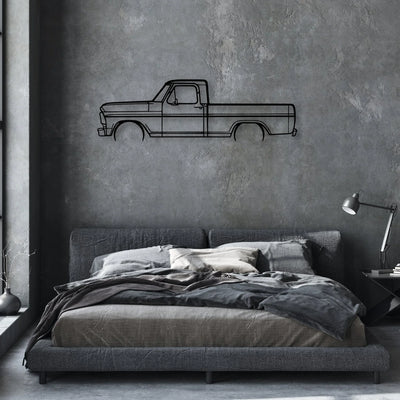 F-100 1969 Classic Silhouette Metal Wall Art - Automotive Garage Decor