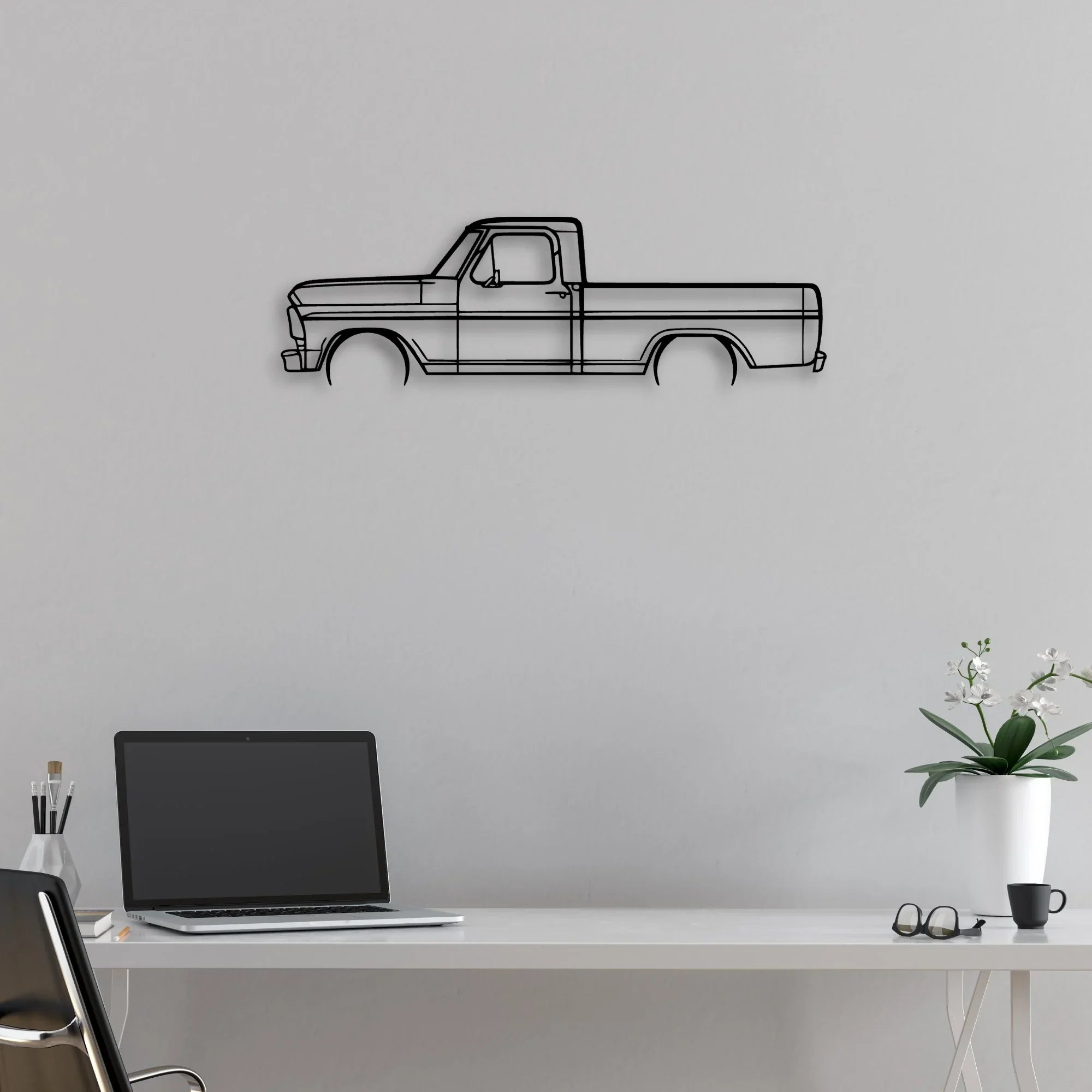 F-100 1969 Classic Silhouette Metal Wall Art - Automotive Garage Decor