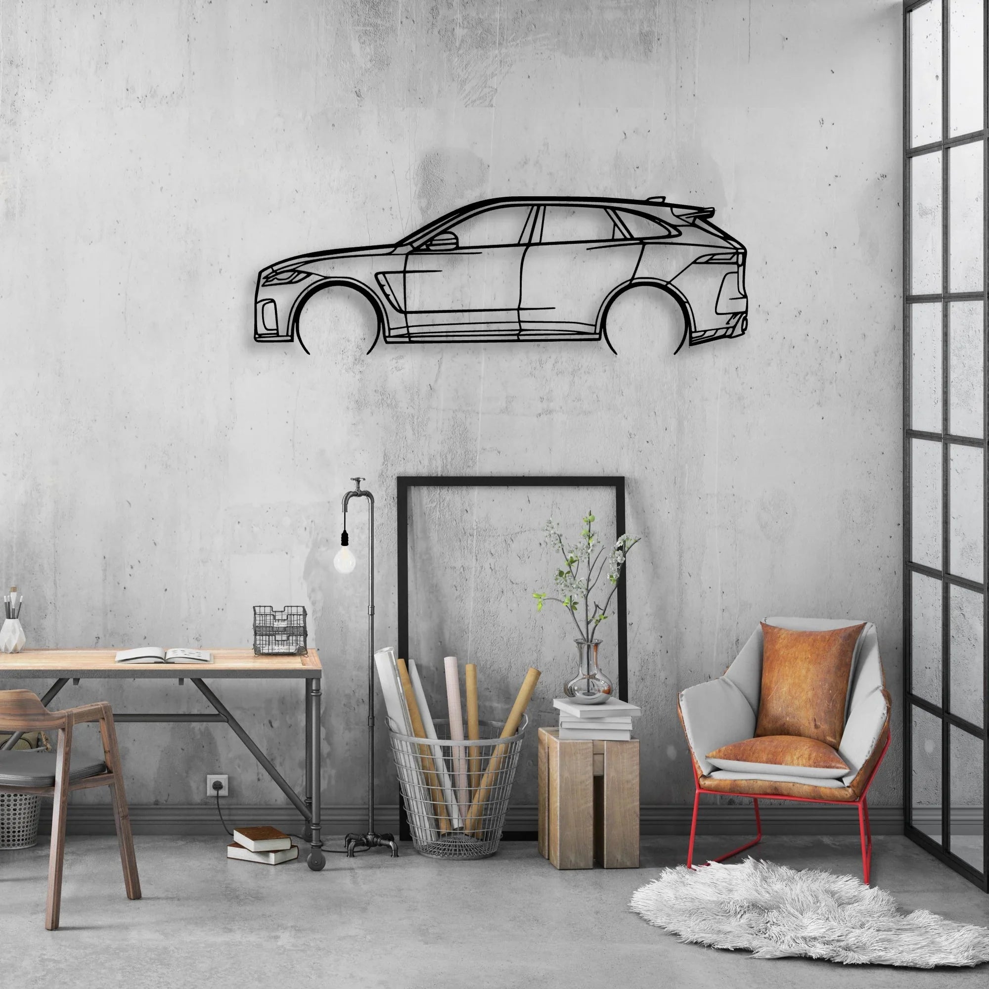 F-Pace SVR 2 Classic Silhouette Metal Wall Art - Automotive Garage Decor