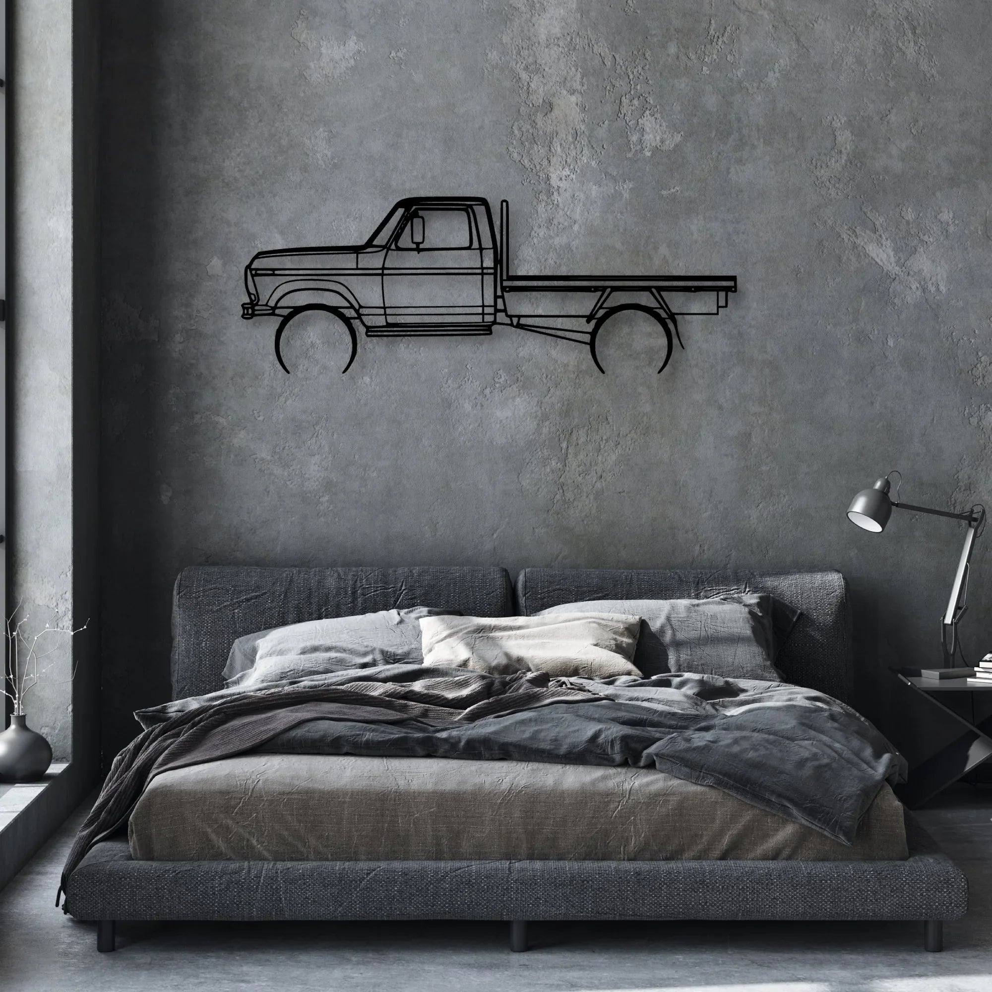 F100 Tray 1977 Classic Silhouette Metal Wall Art - Automotive Garage Decor