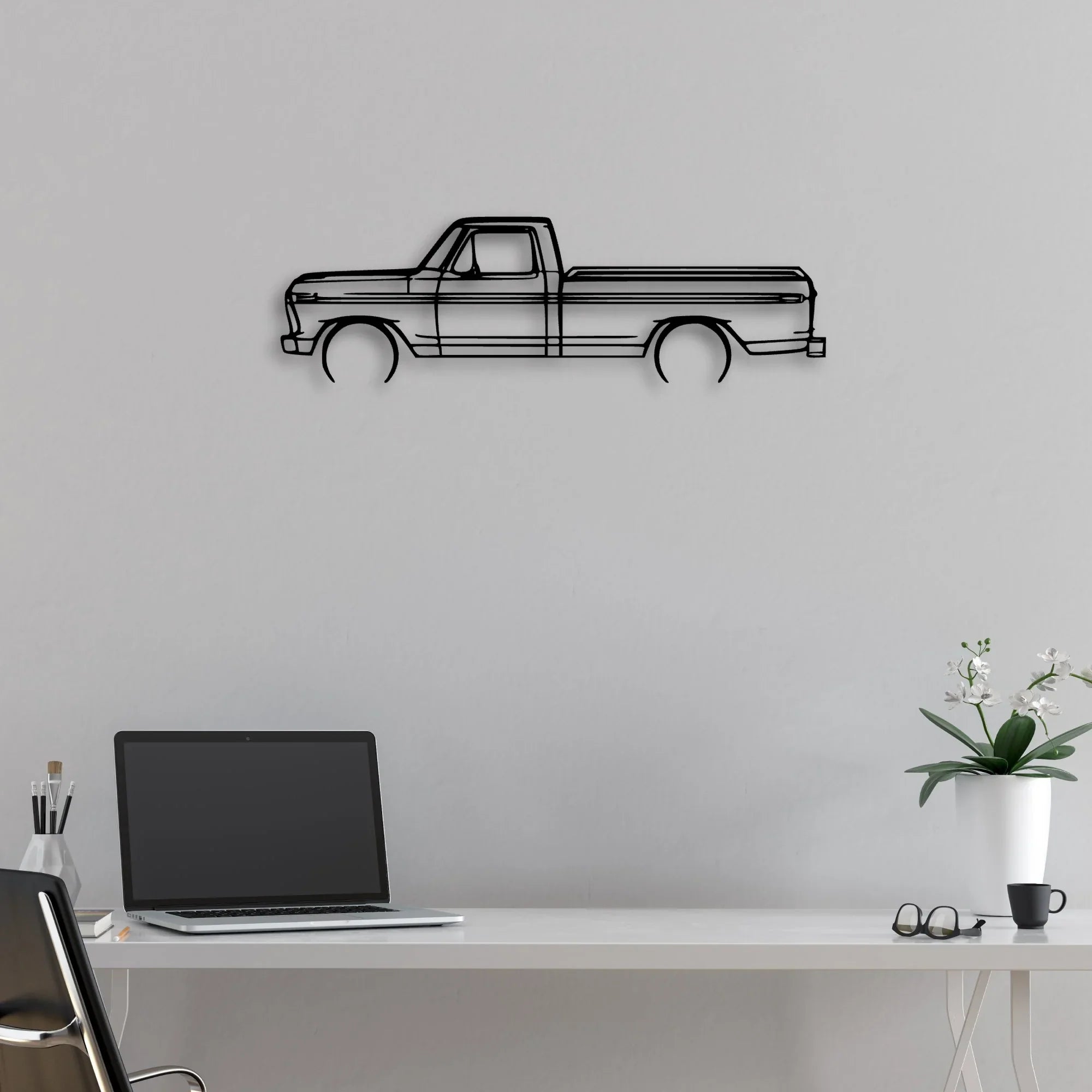 F150 1977 Classic Silhouette Metal Wall Art - Automotive Garage Decor