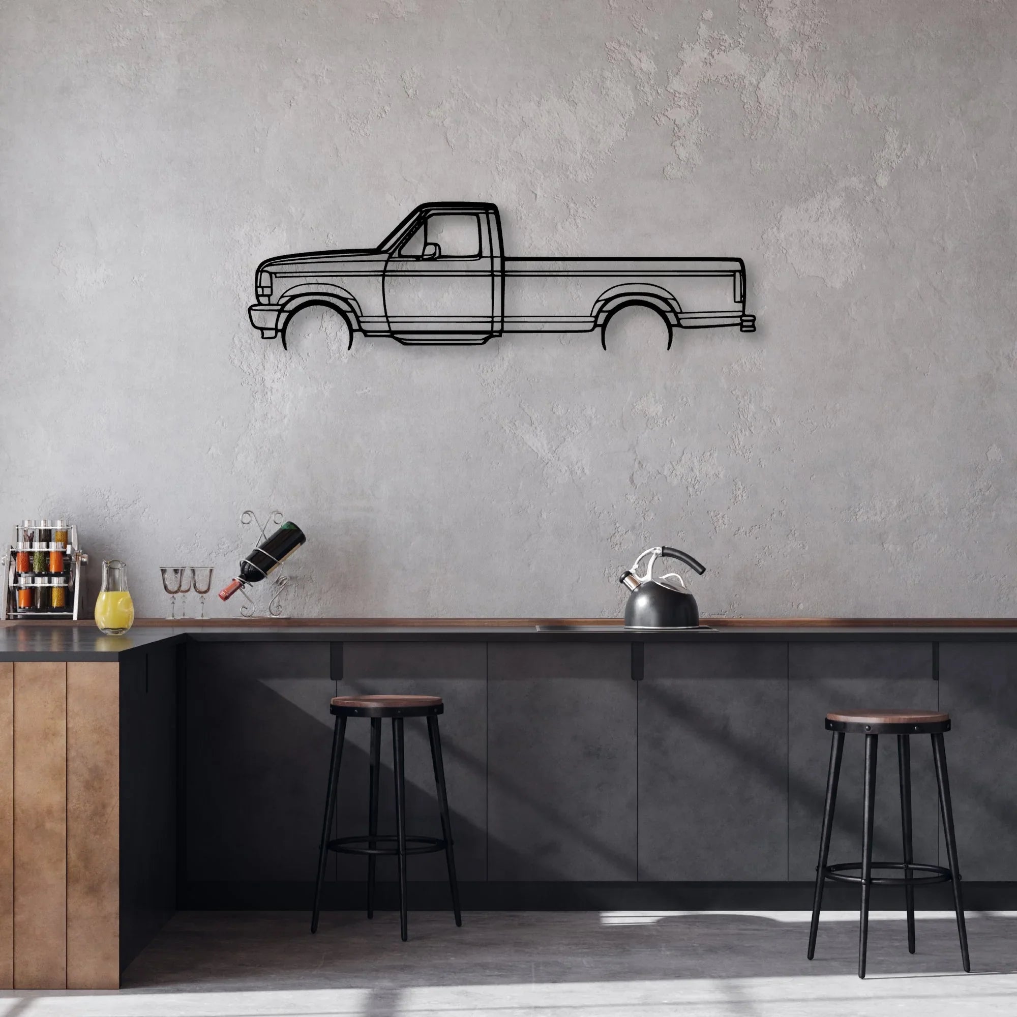 F150 1996 Classic Silhouette Metal Wall Art - Automotive Garage Decor