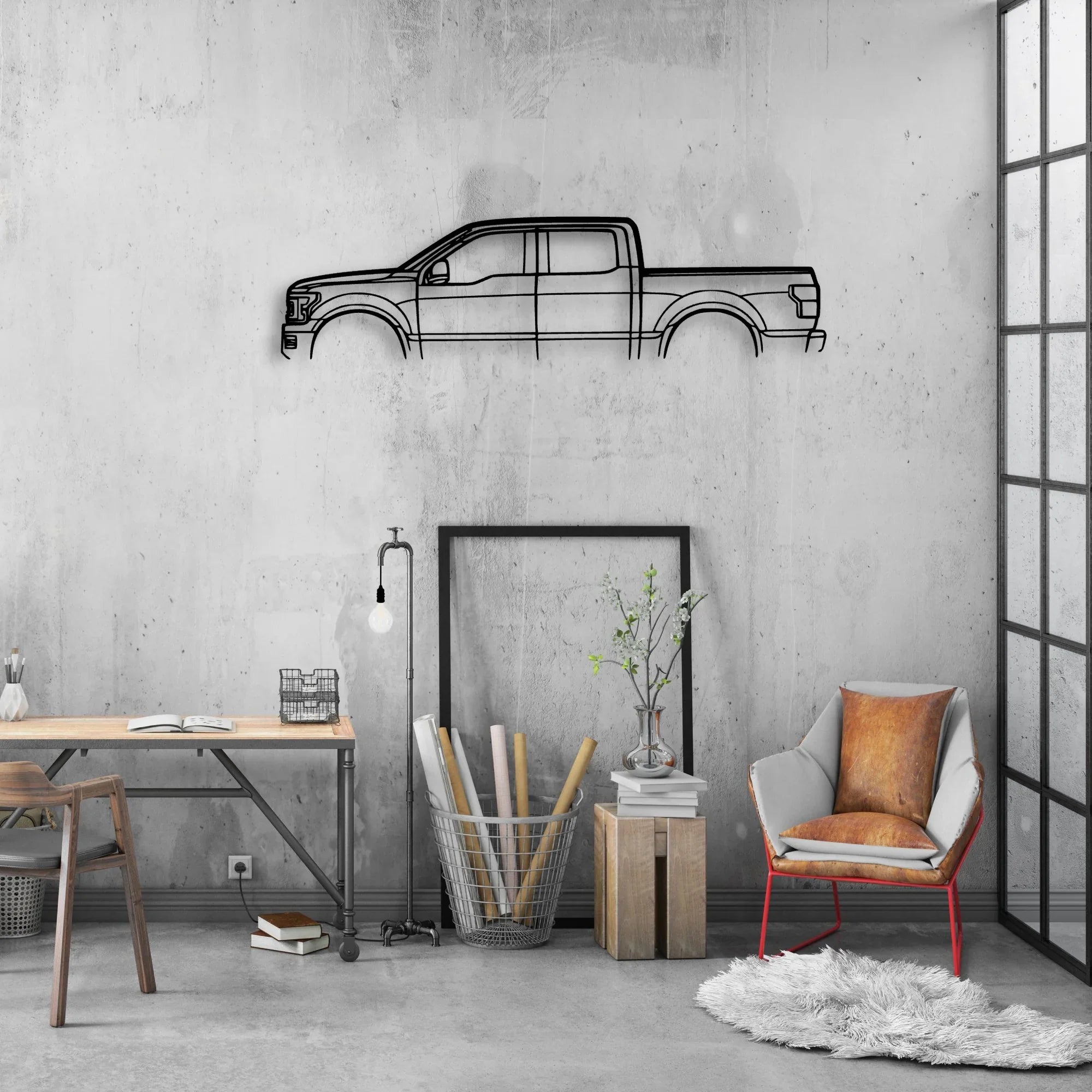 F150 Limited Classic Silhouette Metal Wall Art - Automotive Garage Decor