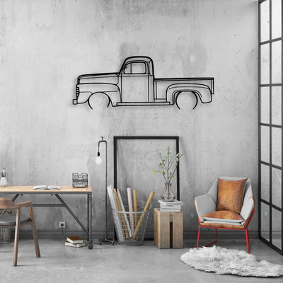 F1 1948 Pickup Classic Silhouette Metal Wall Art - Automotive Garage Decor
