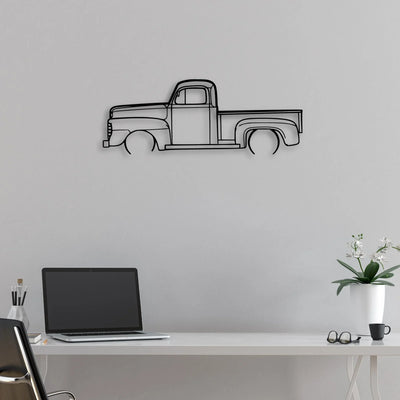 F1 1948 Pickup Classic Silhouette Metal Wall Art - Automotive Garage Decor